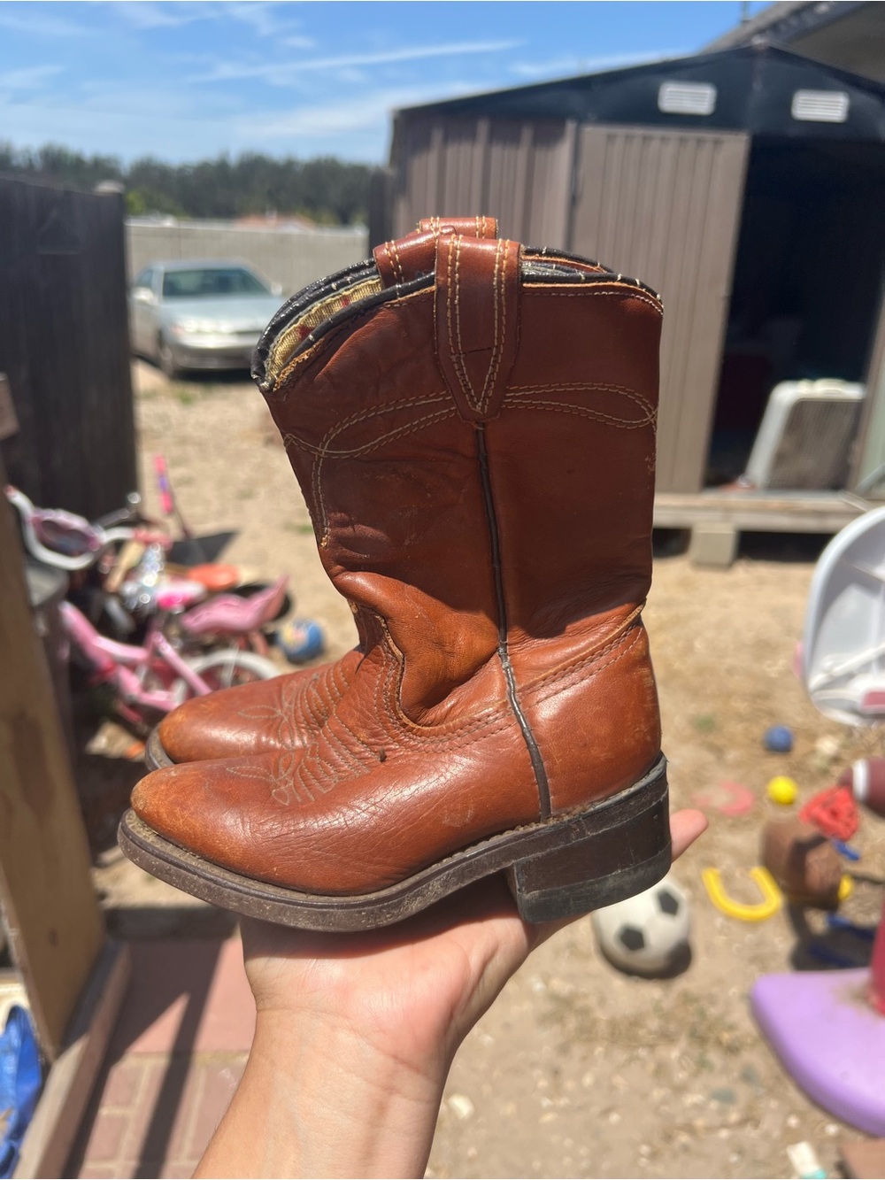 Tony Lama Vintage Cowboy Boots Childrens 7 Wedtern Texas Brown Boots Retro